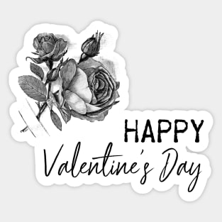 Valentine with Black Rose Flower Illustration Sticker